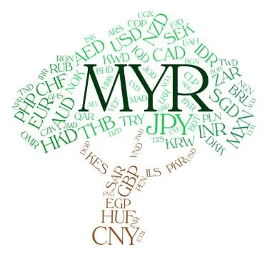 Myr Currency Represents Malaysian Ringgit And Exchange Stock-Illustration