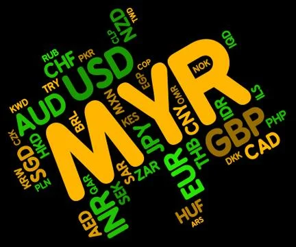 Myr Currency Shows Malaysia Ringgit And Fx Stock-Illustration