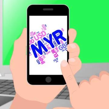 Myr Currency Shows Malaysia Ringgit And Fx Stock-Illustration