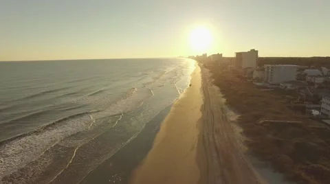 Myrtle beach aerial of sunset from up to down dynamic shot.mp4 Stock Footage 56923408