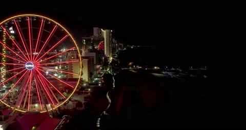 Myrtle beach Boardwalk at night Stock Footage 195945528