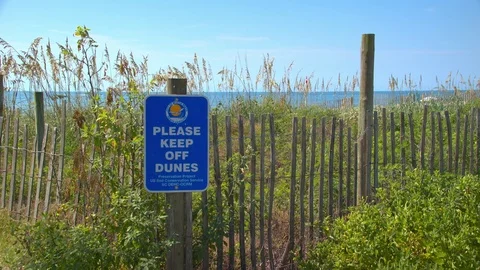 Myrtle Beach SC Please Keep Off Dunes Sign Stock Footage 80541087