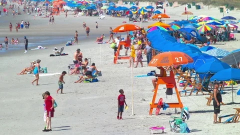 Myrtle Beach SC Vibrant Summertime Beachfront Scene Stock Footage 80541133