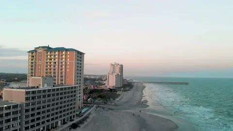 Myrtle Beach at Sunset, aerial view Stock Footage 150690953