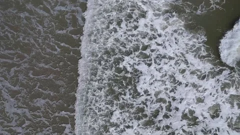 Myrtle Beach Waves Pan-Up Drone Shot Stock Footage 106761110