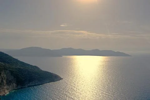 Myrtos sunset Foto stock