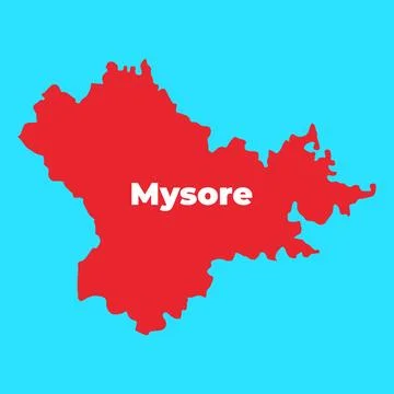 Mysore District Map Outline for Karnataka Geography and Travel Information 스톡 일러스트