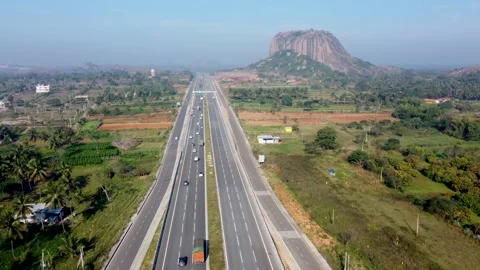Mysore expressway drone view Ramanagar highway Stock Footage 234055804