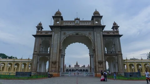 Mysore Palace Gate Evening Time Lapse Vídeo Stock 79669810