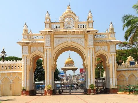 Mysore Palace grounds gate Stock Photos