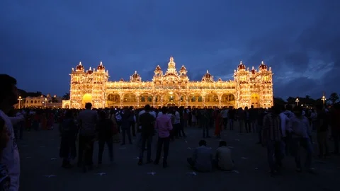 Mysore Palace Hyperlapse 4K Stock Footage 99742647