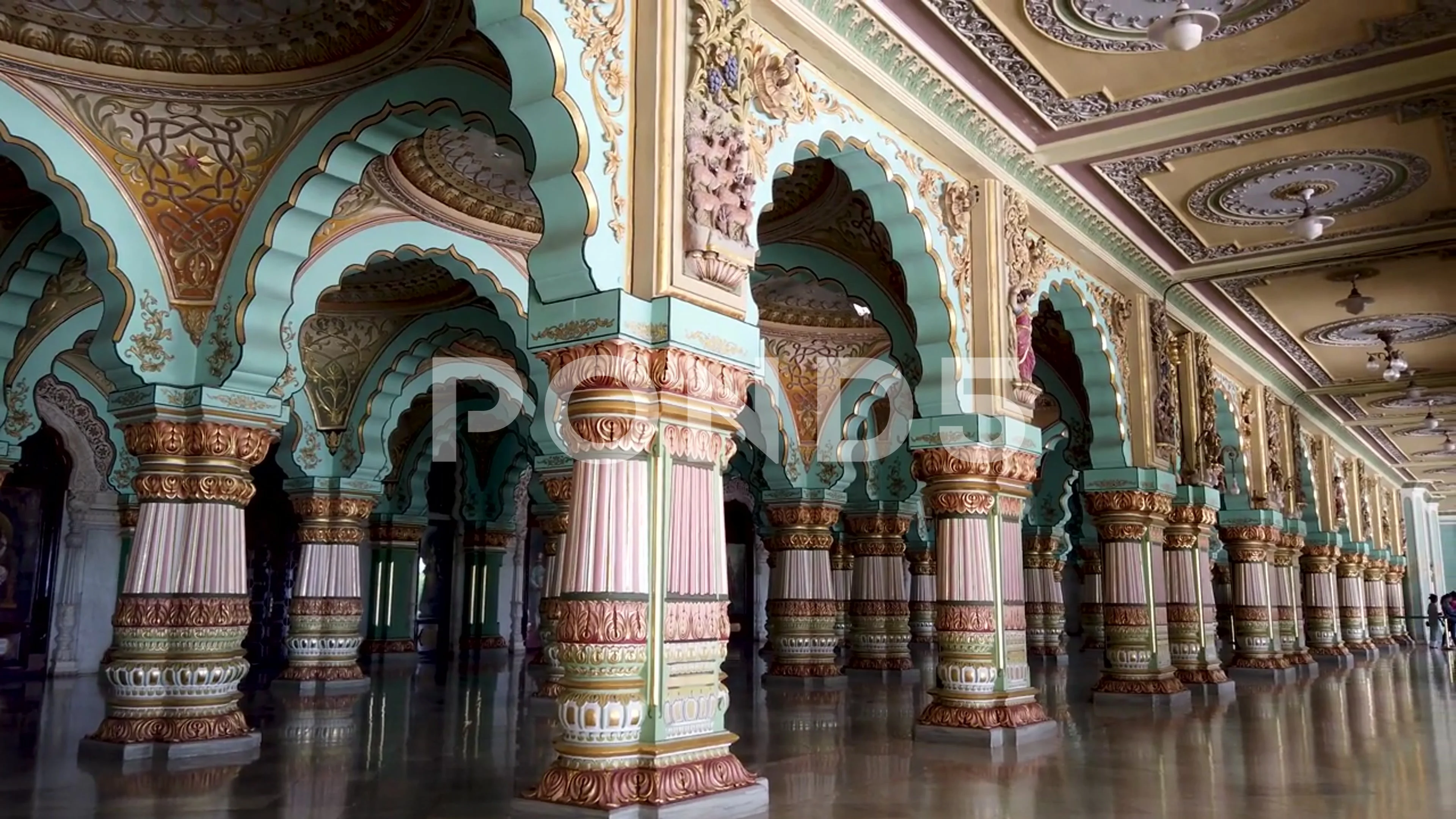 Mysore Palace Interior Design With Color Stock Pond5