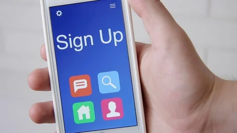 MySQL concept application on the smartphone. Man uses mobile app. Stock Footage 77415424