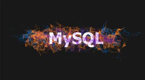 MySQL database banner with colorful plexus design Stock Illustration