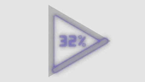 Myst Neon Light Energy Loading Video Effect Triangle with Percentage Counter Stock Footage 308000267