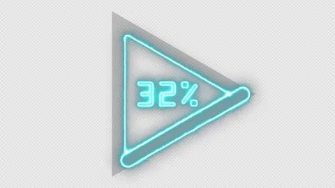 Myst Neon Light Energy Loading Video Effect Triangle with Percentage Counter Stock Footage 308000973