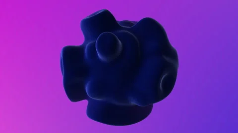 Mysterious 3d render black sphere on vibrant purple and pink backdrop Stock Footage 253972695