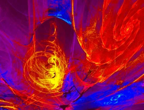 Mysterious alien form magnetic fields in the mysterious night sky. Fractal art Stock Illustration