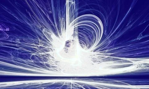 Mysterious alien form magnetic fields in the night sky. Fractal art graphics Stock Illustration