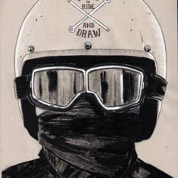 Mysterious biker with glasses Stock Illustration