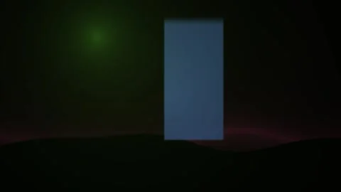 Mysterious blue rectangle with green light. Stock Footage 337480185