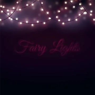 Mysterious blurred background with glowing light bulb garlands. Fairy lights 库存插图