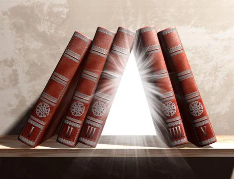 Mysterious bookshelf Stock Illustration