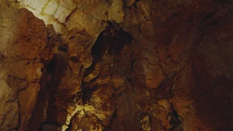 Mysterious Cave Interior With Natural Rocky Textures Stock Footage 344857072