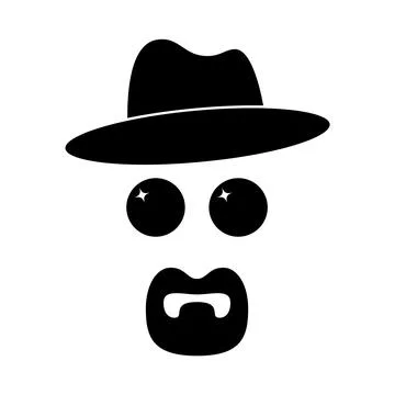 Mysterious Character with Hat Silhouette Vector Illustration Illustrazione stock