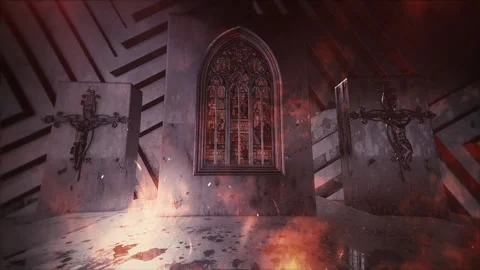 MYSTERIOUS CHURCH INTERIOR IN STORM LOOP Stock Footage 138902982