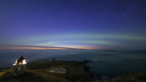 Mysterious coast with a lighthouse Stock Footage 250427483