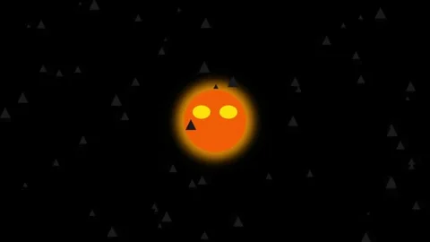 Mysterious cosmic glowing orange entity with yellow eyes among dark geometr.. Stock Footage 341812441