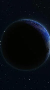 Mysterious dark planet with subtle blue rim light against a starry space ba.. Stock Illustration