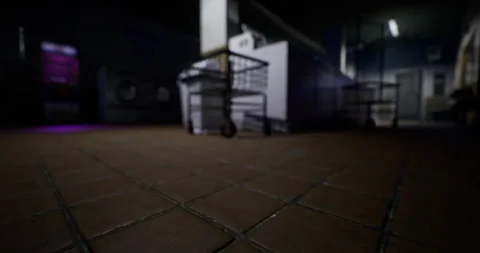 Mysterious dimly lit laundry area with unique shadows and color effects Vídeo Stock 307426843