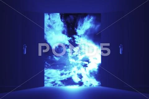 Mysterious Door Heaven Clouds 4 Stock Illustration