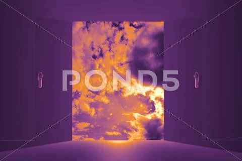 Mysterious Door Heaven Clouds 5 Stock Illustration