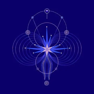Mysterious esoteric composition with star and circles. Vector illustration on Stock Illustration