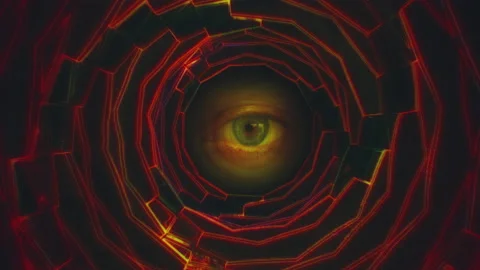 Mysterious Eye Neon Lights Vortex Hypnotic Loop Background Stock Footage 238849210