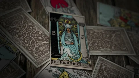 Mysterious Forecasting Ritual Concept Of The High Priestess Tarot Card Stock Footage 167400148