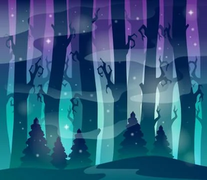 Mysterious forest theme image - illustration. Stock Illustration