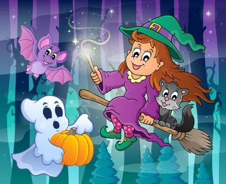 Mysterious forest theme image - illustration. Stock Illustration