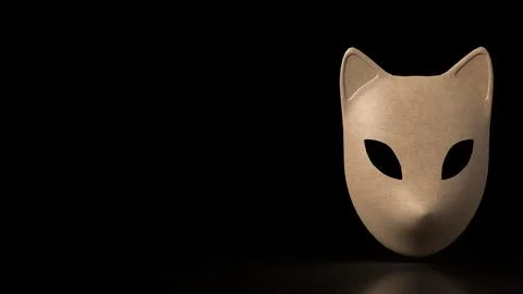 Mysterious Fox Mask in Darkness 3d render.. Stock Illustration