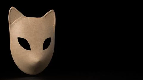 Mysterious Fox Mask in Darkness 3d render.. Stock Illustration