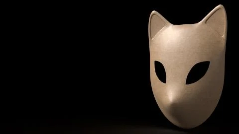 Mysterious Fox Mask in Darkness 3d render.. Stock Illustration