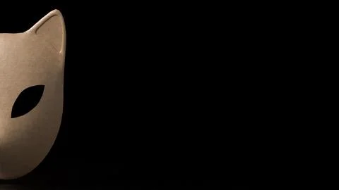 Mysterious Fox Mask in Darkness 3d render.. Stock Illustration