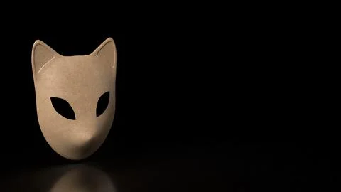Mysterious Fox Mask in Darkness 3d render.. Stock Illustration