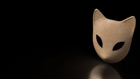 Mysterious Fox Mask in Darkness 3d render.. Stock Illustration