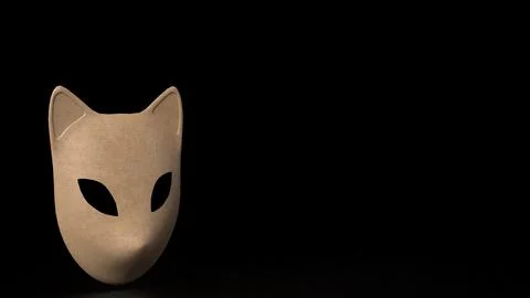 Mysterious Fox Mask in Darkness 3d render.. Stock Illustration