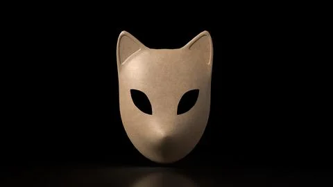 Mysterious Fox Mask in Darkness 3d render.. Stock Illustration