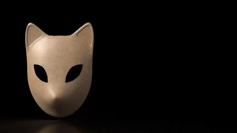 Mysterious Fox Mask in Darkness 3d render.. Stock Illustration